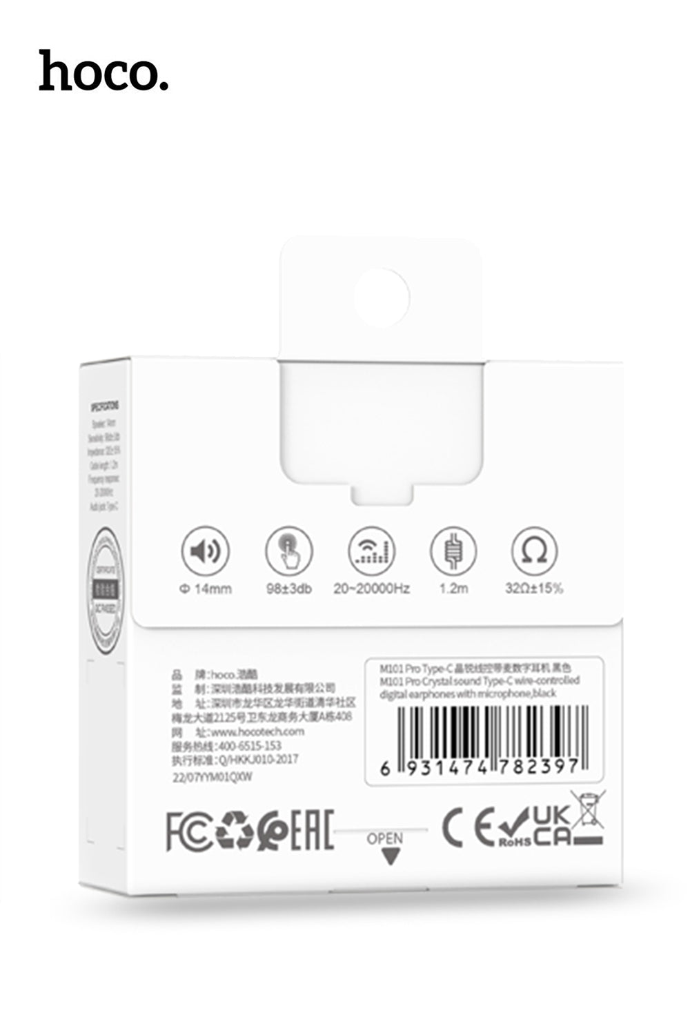 Hoco Pro USB-C Handsfree Earphones with 14mm Driver and Built-In Microphone