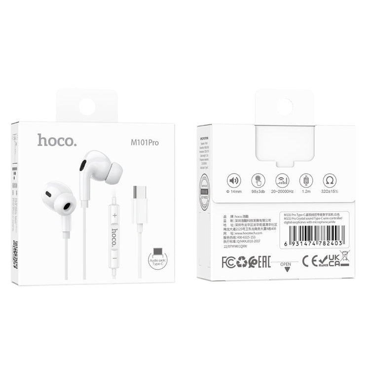 Hoco Pro USB-C Handsfree Earphones with 14mm Driver and Built-In Microphone