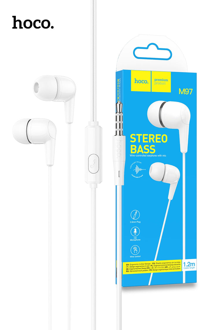Hoco Universal 3.5mm Earphones with Built-In Microphone and Tangle-Resistant Cable