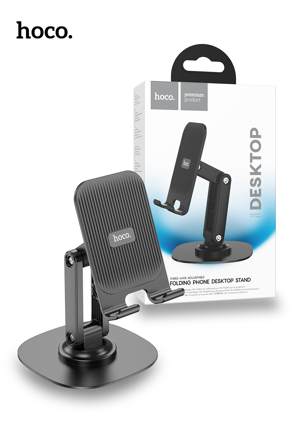 Hoco Dual Axis Rotating Desktop Phone Stand Adjustable Holder for Desk Office Black HD6