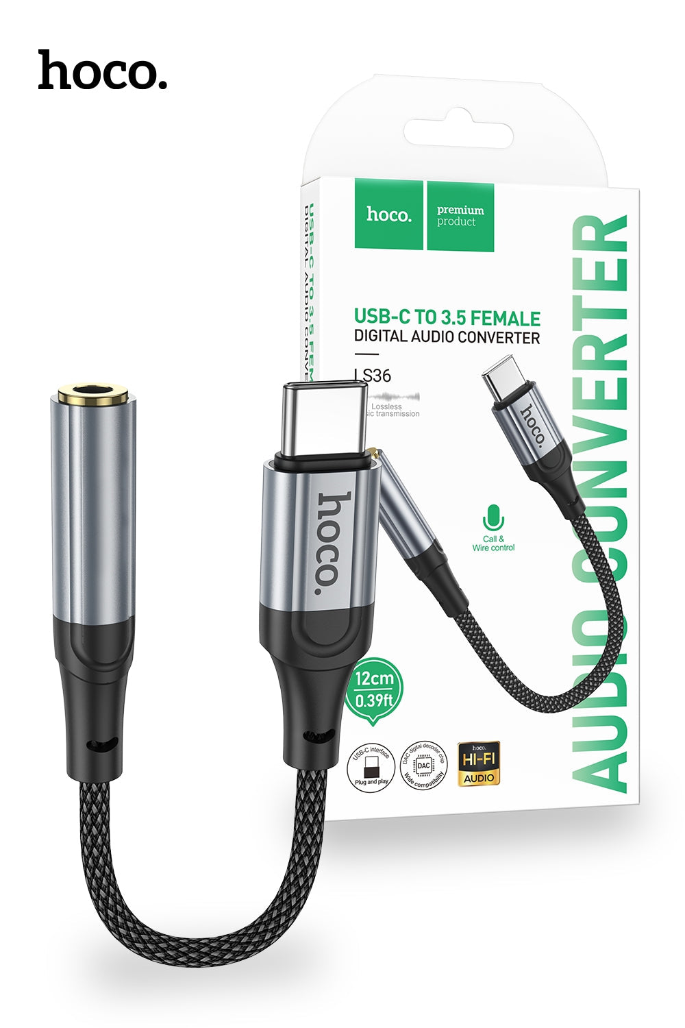 Hoco USB-C to 3.5mm Digital Audio Adapter for Android Phones and Tablets