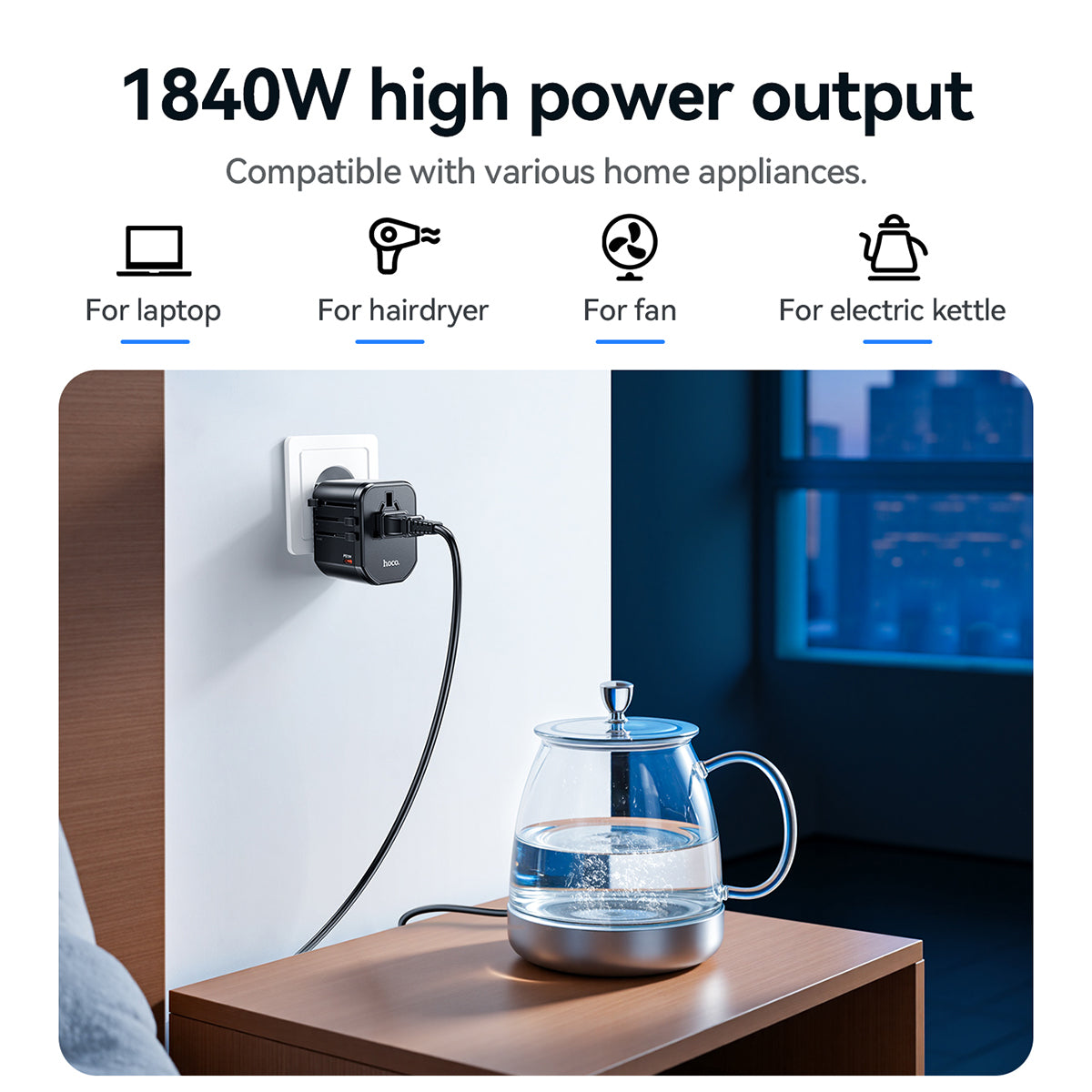 Hoco Universal Travel Plug Adapter Wall Charger with PD20W USB-C Charging