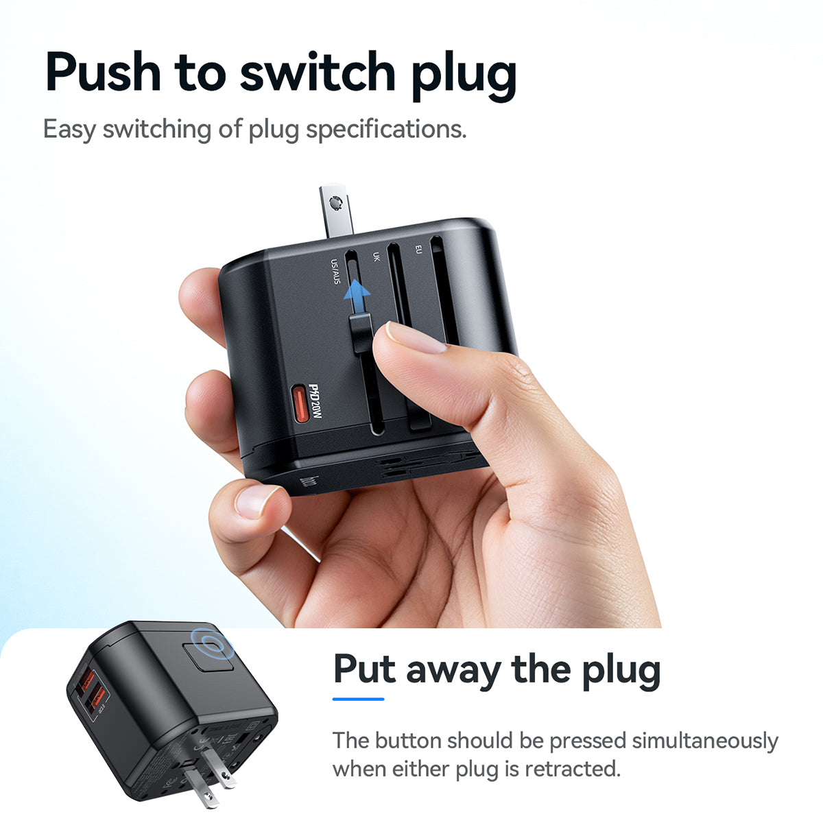 Hoco Universal Travel Plug Adapter Wall Charger with PD20W USB-C Charging