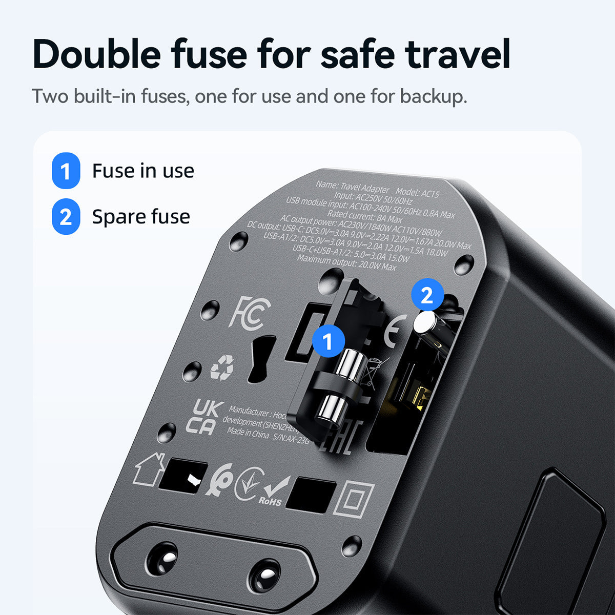Hoco Universal Travel Plug Adapter Wall Charger with PD20W USB-C Charging