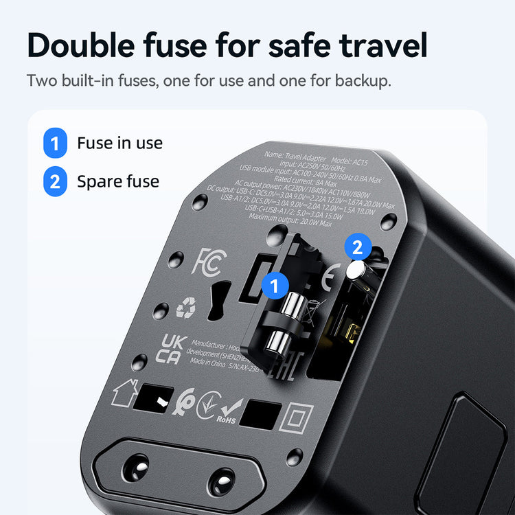 Hoco Universal Travel Plug Adapter Wall Charger with PD20W USB-C Charging