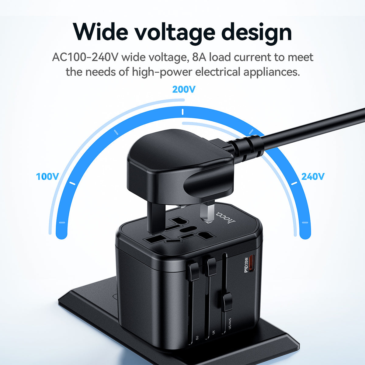 Hoco Universal Travel Plug Adapter Wall Charger with PD20W USB-C Charging