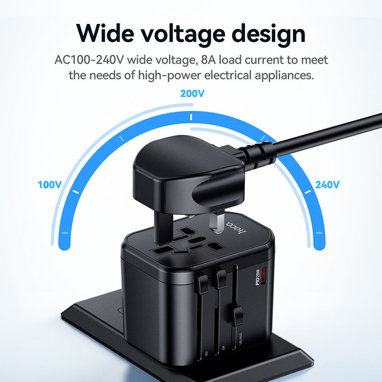 Hoco Universal Travel Plug Adapter Wall Charger with PD20W USB-C Charging