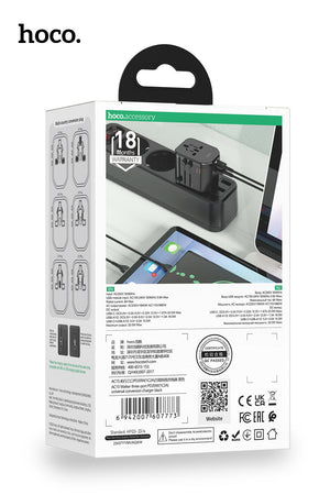 Hoco Universal Travel Plug Adapter Wall Charger with PD20W USB-C Charging