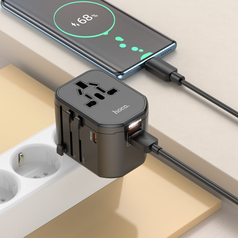 Hoco Universal Travel Plug Adapter Wall Charger with PD20W USB-C Charging