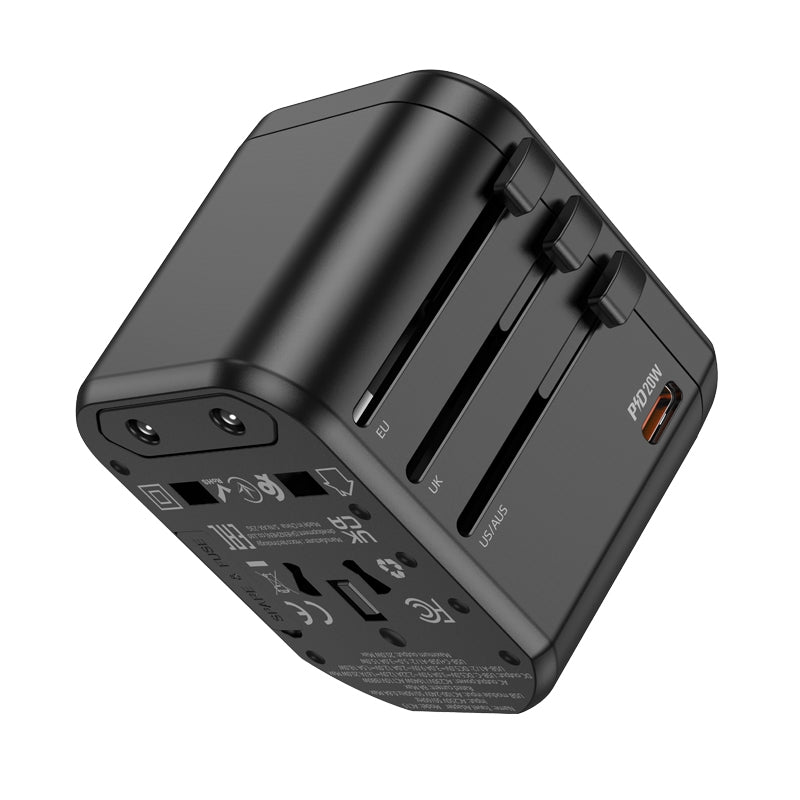 Hoco Universal Travel Plug Adapter Wall Charger with PD20W USB-C Charging