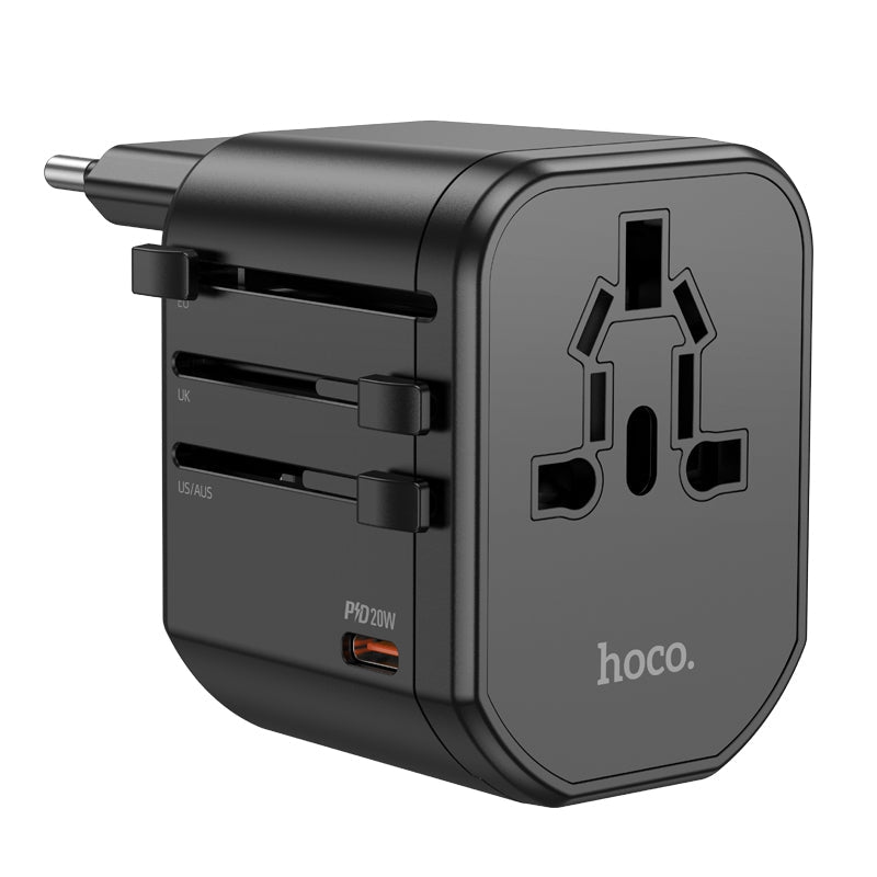 Hoco Universal Travel Plug Adapter Wall Charger with PD20W USB-C Charging