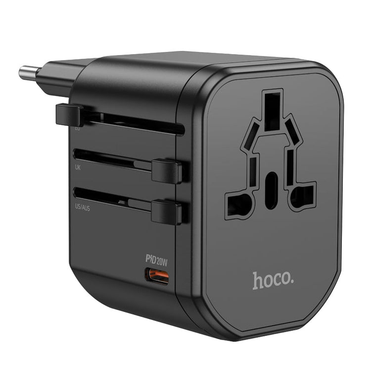 Hoco Universal Travel Plug Adapter Wall Charger with PD20W USB-C Charging