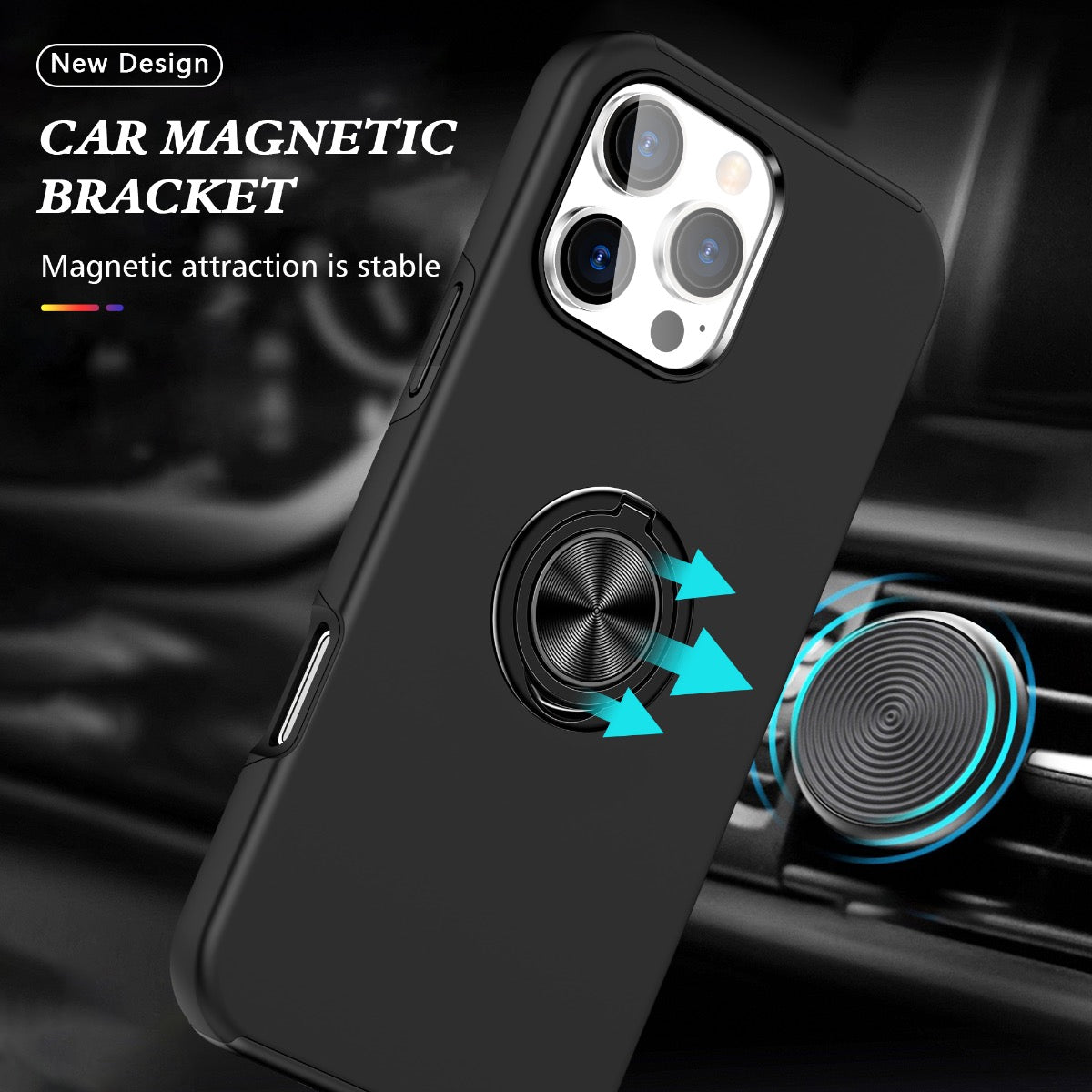 Blacktech Samsung Galaxy S24 Plus Slim Style Magnetic Ring Stand Case