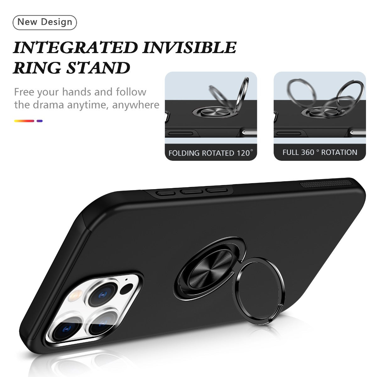 Blacktech Samsung Galaxy S25 Plus Slim Style Magnetic Ring Stand Case