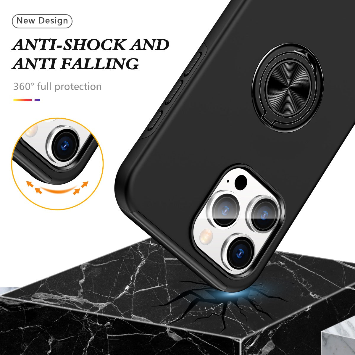 Blacktech Samsung Galaxy S25 Plus Slim Style Magnetic Ring Stand Case