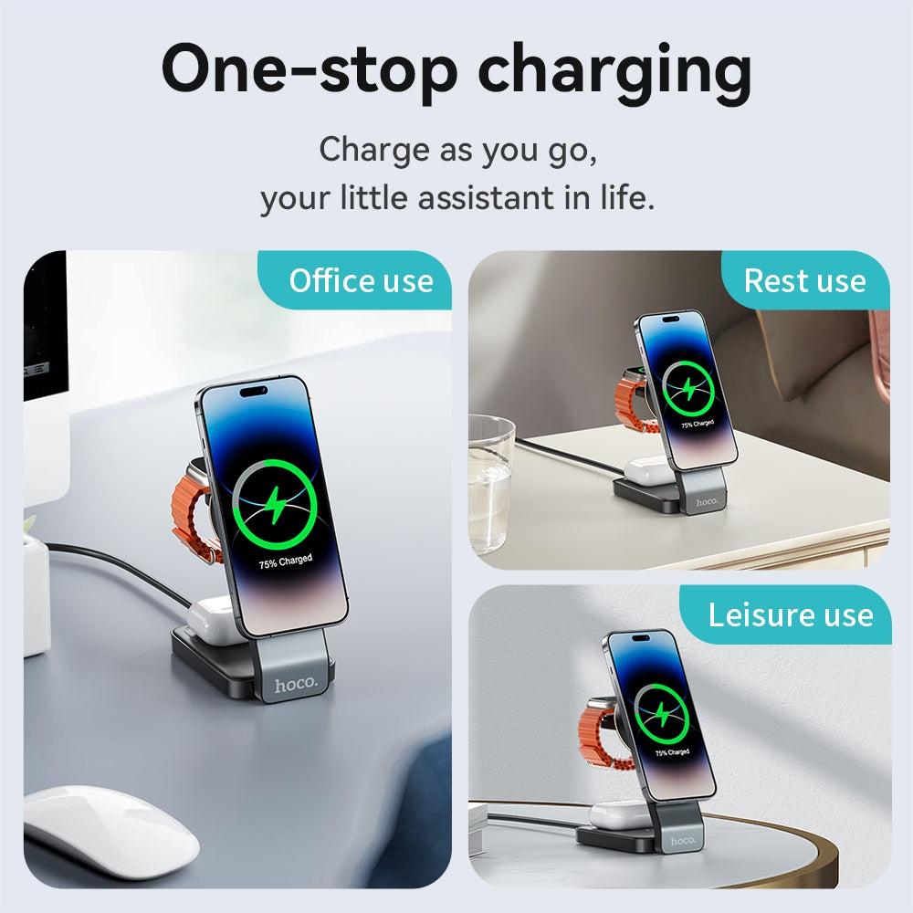 Hoco 3-in-1 MagSafe Wireless Charger 15W Fast Charging Motorcycle Mount CQ3