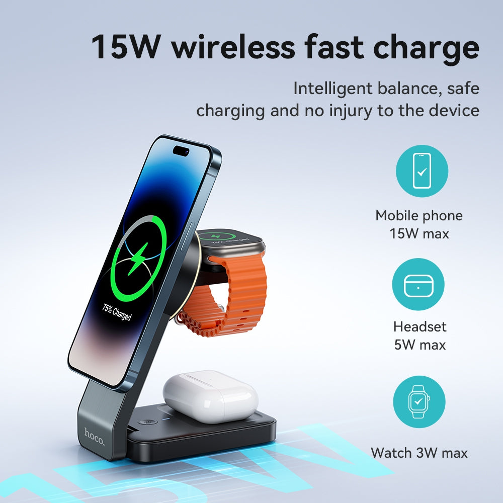 Hoco 3-in-1 MagSafe Wireless Charger 15W Fast Charging Motorcycle Mount CQ3