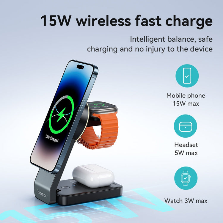Hoco 3-in-1 MagSafe Wireless Charger 15W Fast Charging Motorcycle Mount CQ3