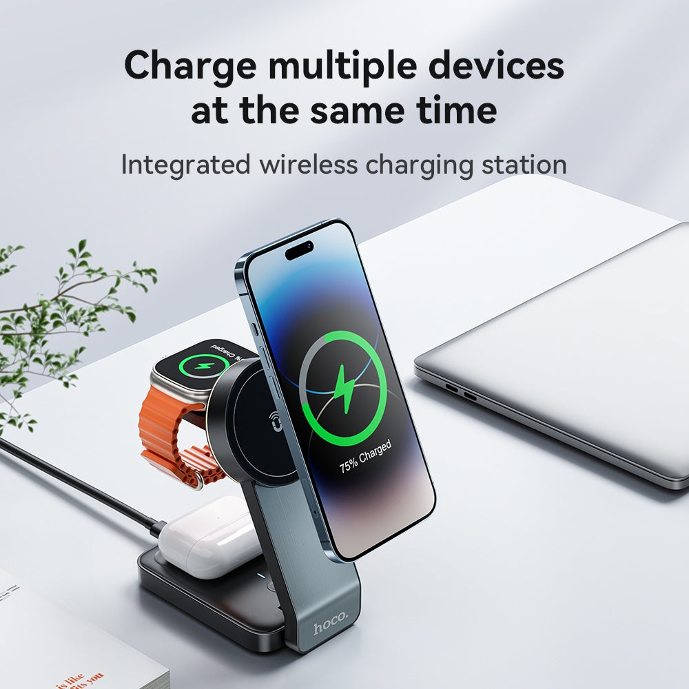 Hoco 3-in-1 MagSafe Wireless Charger 15W Fast Charging Motorcycle Mount CQ3