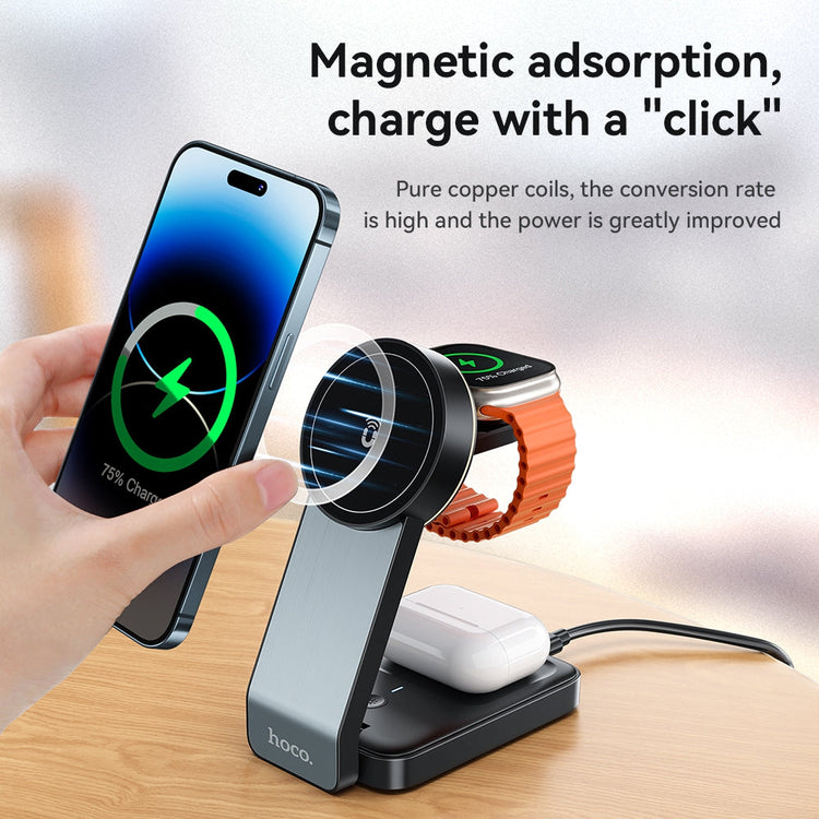 Hoco 3-in-1 MagSafe Wireless Charger 15W Fast Charging Motorcycle Mount CQ3