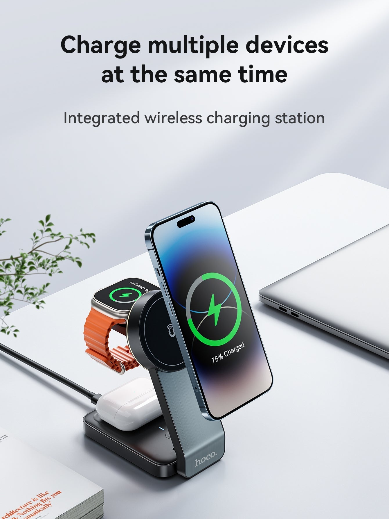 Hoco 3-in-1 MagSafe Wireless Charger 15W Fast Charging Motorcycle Mount CQ3