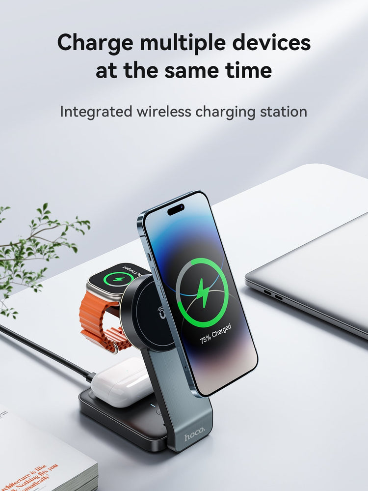 Hoco 3-in-1 MagSafe Wireless Charger 15W Fast Charging Motorcycle Mount CQ3
