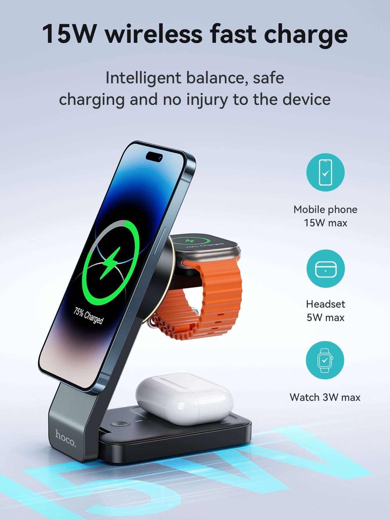 Hoco 3-in-1 MagSafe Wireless Charger 15W Fast Charging Motorcycle Mount CQ3