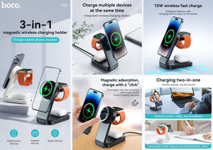 Hoco 3-in-1 MagSafe Wireless Charger 15W Fast Charging Motorcycle Mount CQ3