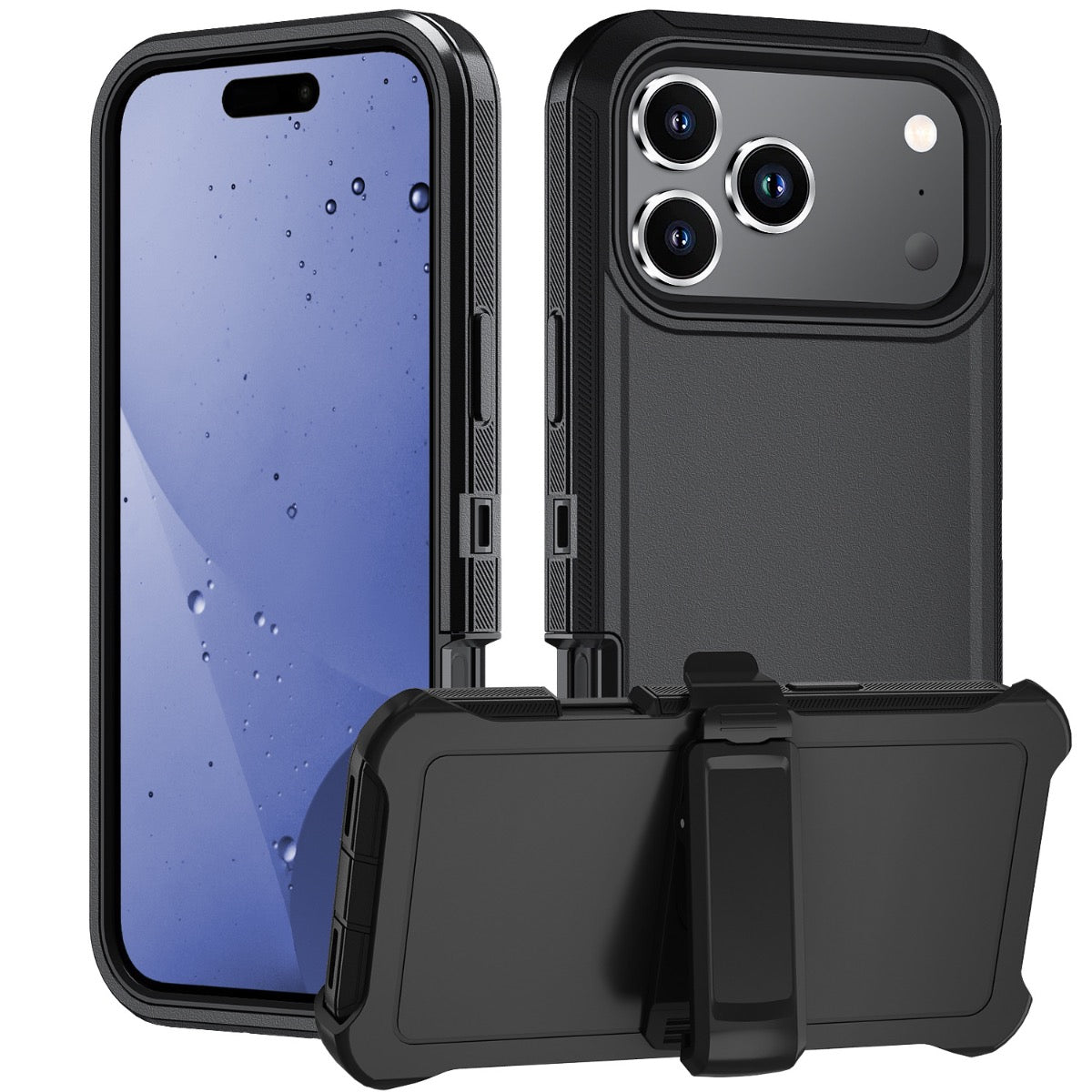 iPhone 16 Pro Blacktech Defender with Separable Clip Case Belt Clip