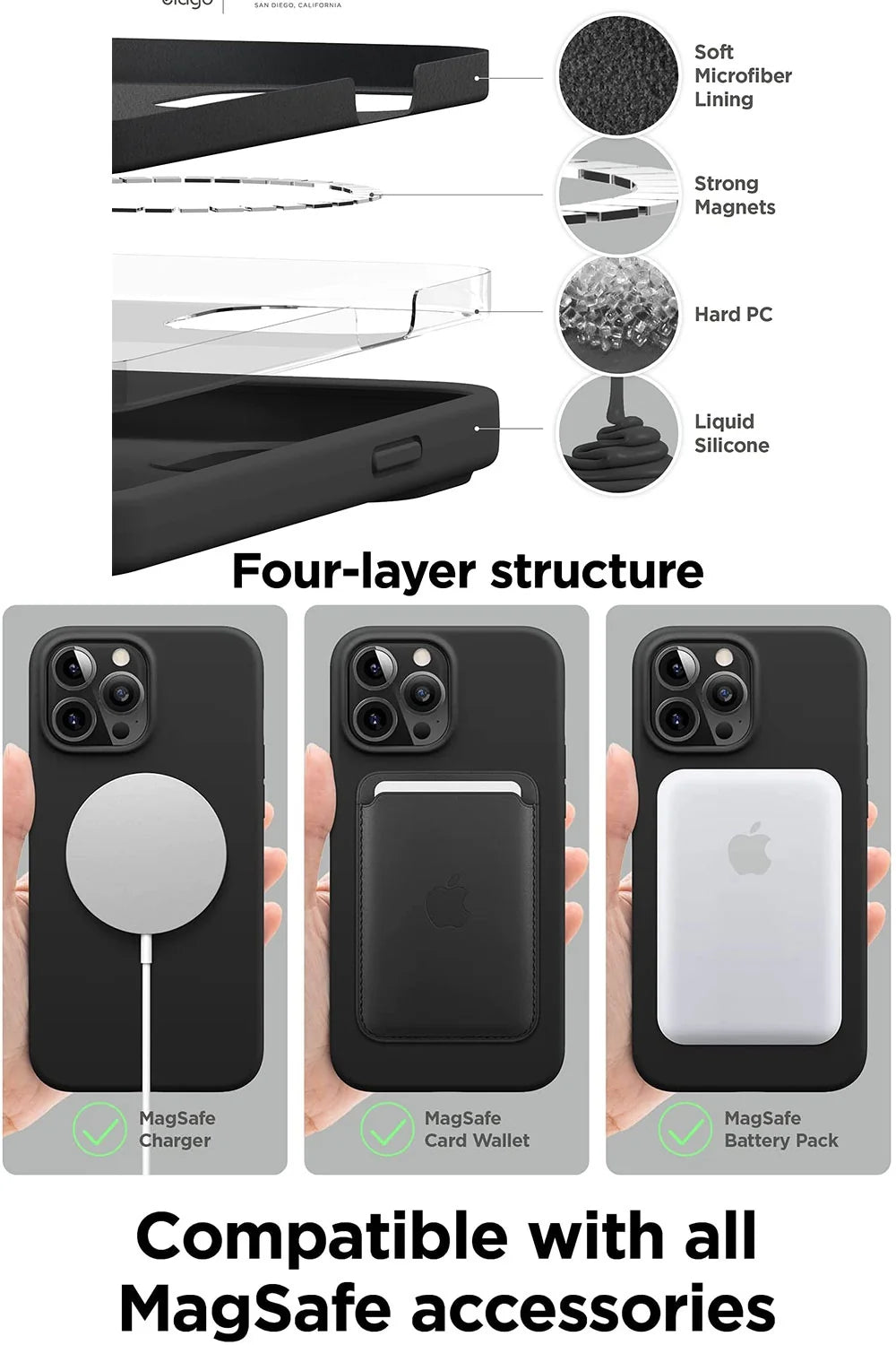 iPhone 16 Pro Blacktech Mag Case MagSafe Magnetic Slim Grip