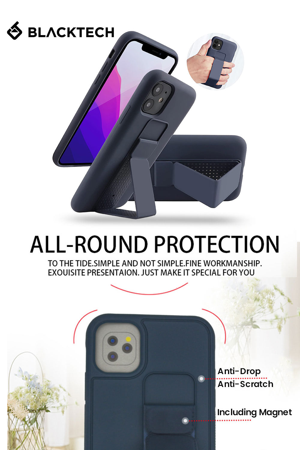 iPhone 16 Pro Blacktech Standing Case Kickstand