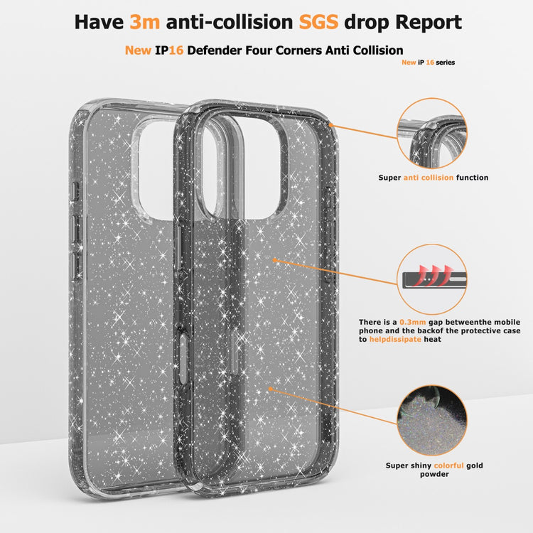 Blacktech iPhone 16 Pro Max Stay Glitter Thick Rugged Protective Case