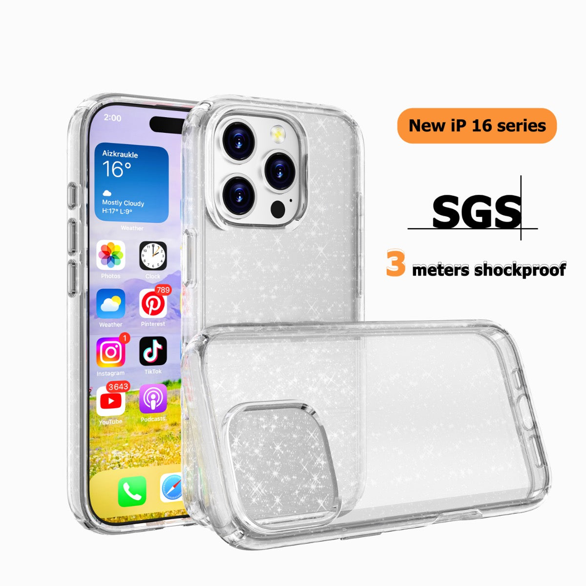 Blacktech iPhone 16 Pro Max Stay Glitter Thick Rugged Protective Case