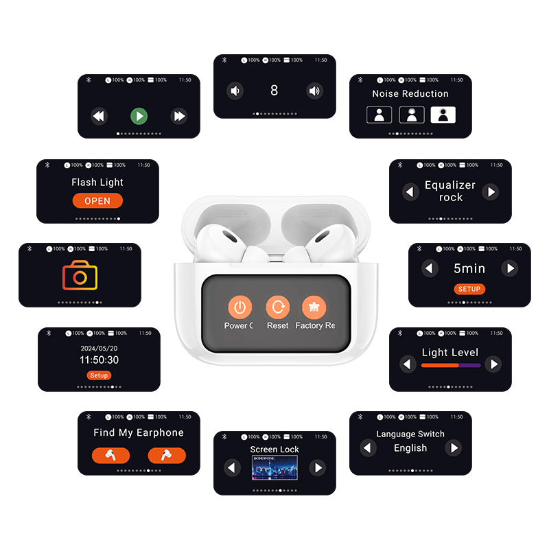 Borofone True Wireless ANC Bluetooth Earbuds with Touch Screen Charging Case
