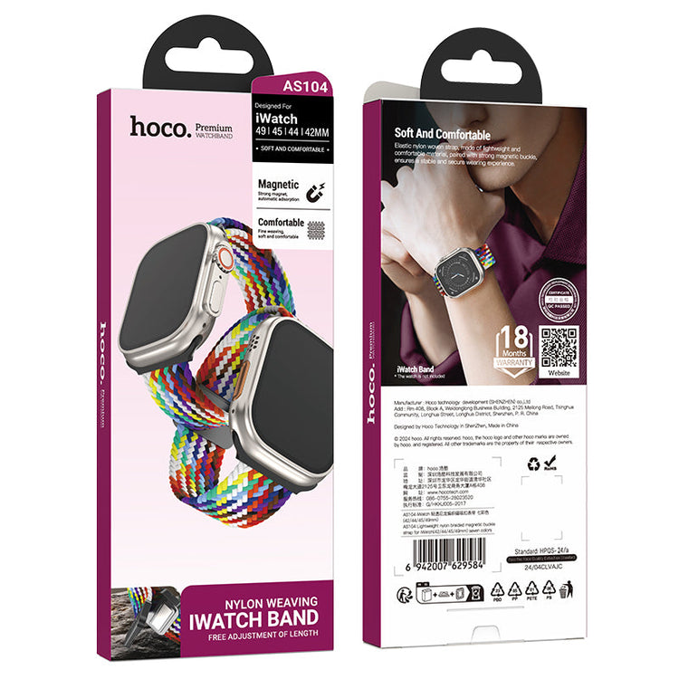 Hoco Apple Watch 44 / 45 / 46 / 49mm Lightweight Nylon Braided Magnetic Buckle Strap