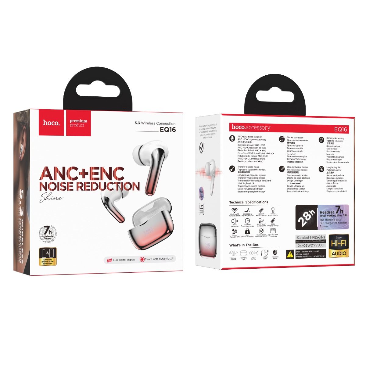 Hoco ANC ENC Noise Cancelling True Wireless Earbuds Bluetooth Headphones EQ16