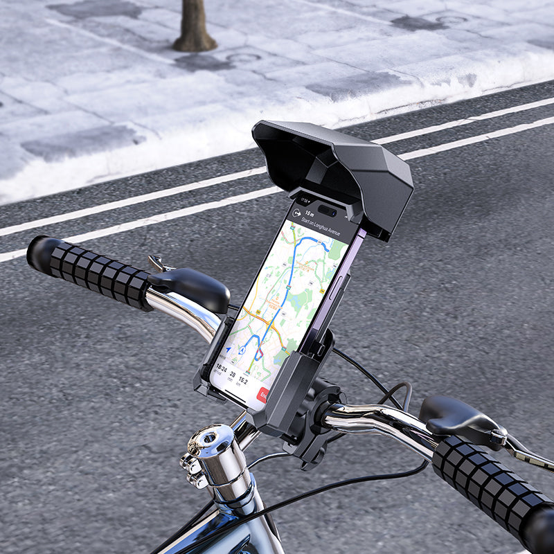 Hoco Universal Bicycle and Motorcycle Phone Holder with Sun Visor Shockproof Mount Black H31