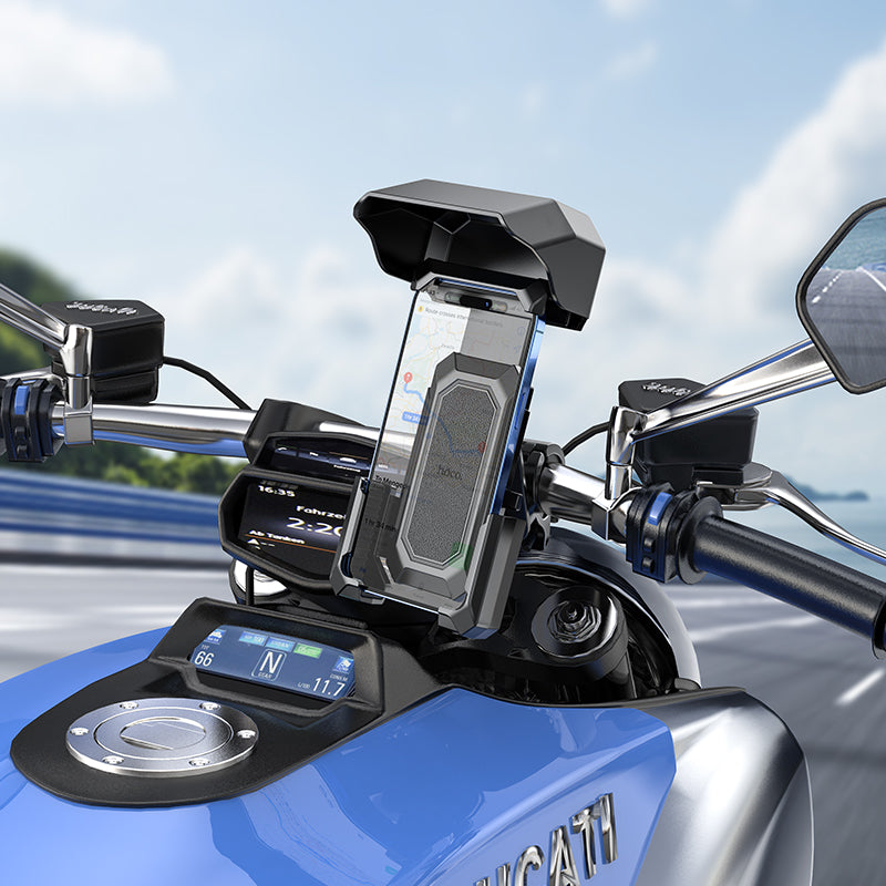 Hoco Universal Bicycle and Motorcycle Phone Holder with Sun Visor Shockproof Mount Black H31