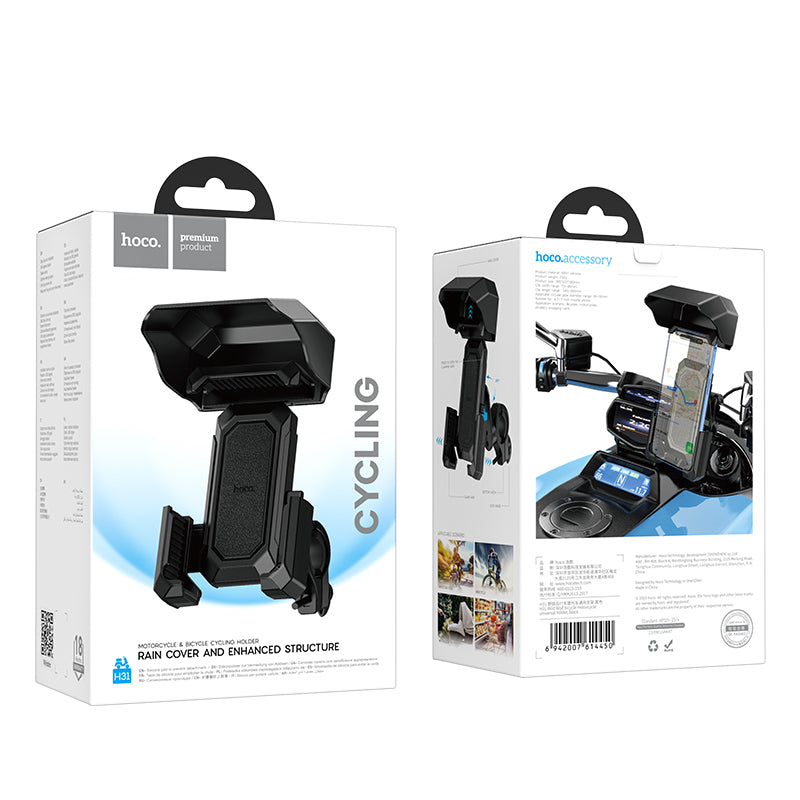 Hoco Universal Bicycle and Motorcycle Phone Holder with Sun Visor Shockproof Mount Black H31