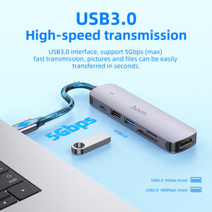 Hoco USB-C Hub HDMI USB 3.0 SD TF PD Fast Charging Multiport Adapter HB28