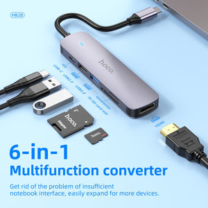 Hoco USB-C Hub HDMI USB 3.0 SD TF PD Fast Charging Multiport Adapter HB28