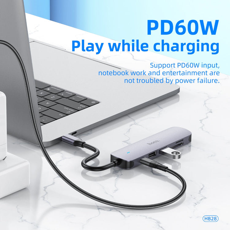 Hoco USB-C Hub HDMI USB 3.0 SD TF PD Fast Charging Multiport Adapter HB28