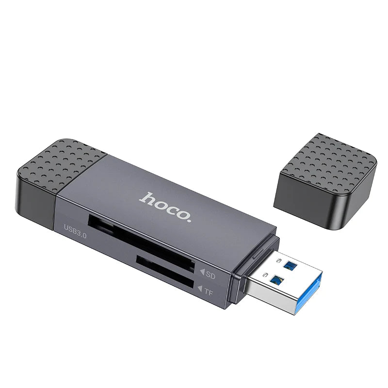 Hoco 2-in-1 USB-A and USB-C 3.0 Memory Card Reader for Laptops and Cameras