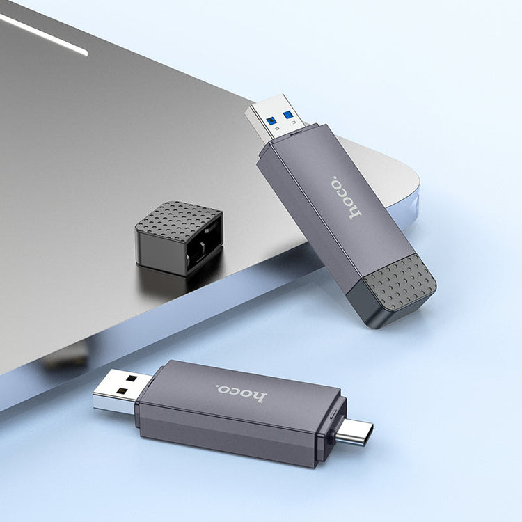 Hoco 2-in-1 USB-A and USB-C 3.0 Memory Card Reader for Laptops and Cameras