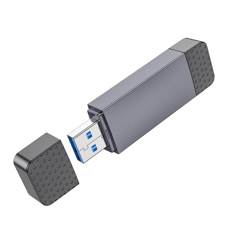 Hoco 2-in-1 USB-A and USB-C 3.0 Memory Card Reader for Laptops and Cameras