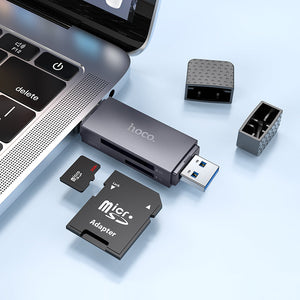 Hoco 2-in-1 USB-A and USB-C 3.0 Memory Card Reader for Laptops and Cameras
