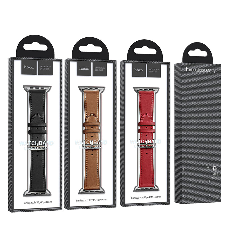 Hoco Apple Watch 44 / 45 / 46 / 49mm Genuine Leather Strap