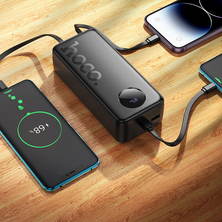 Hoco 30000mAh Power Bank 22.5W PD20W CCC Certified 3 Built-In Cables High Capacity J132B