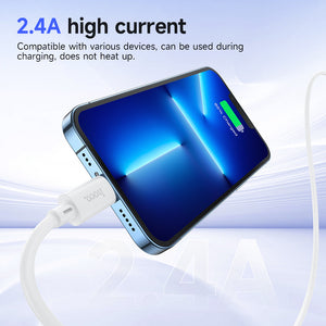 Hoco Lightning Charging Data Cable with 2.4A Fast Charging and Data Sync