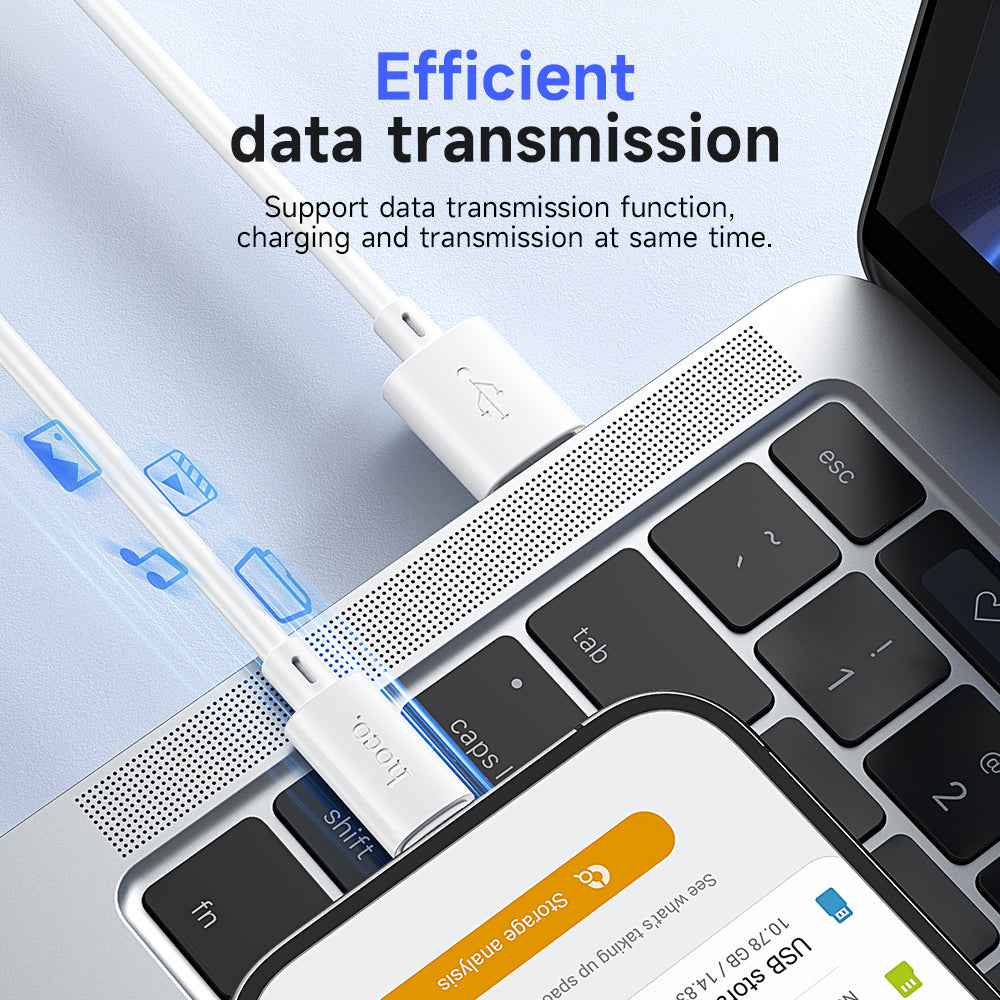 Hoco Lightning Charging Data Cable with 2.4A Fast Charging and Data Sync